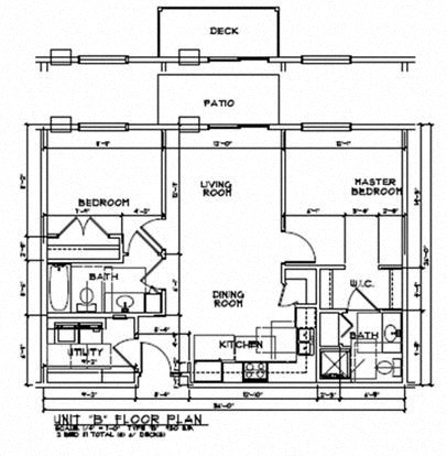 Floor plan for 2 beds, 2 baths, 1019 sqft